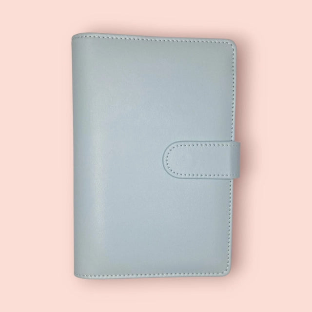 Classeur A6 bleu avec 6 enveloppes zip personnalisées
