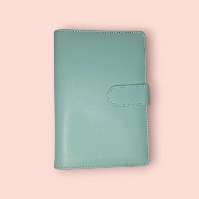 Classeur A6 vert avec 6 enveloppes zip personnalisées