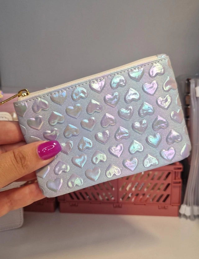 Porte monnaie Bleu à cœur en relief