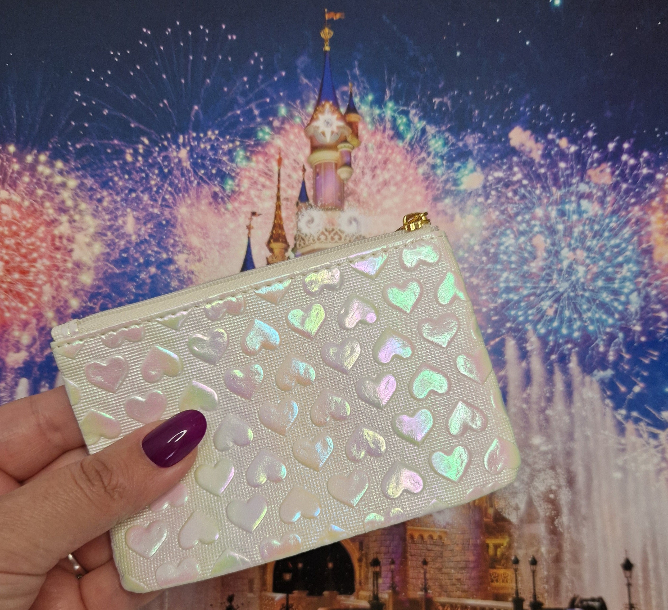 Porte monnaie blanc à cœur en relief