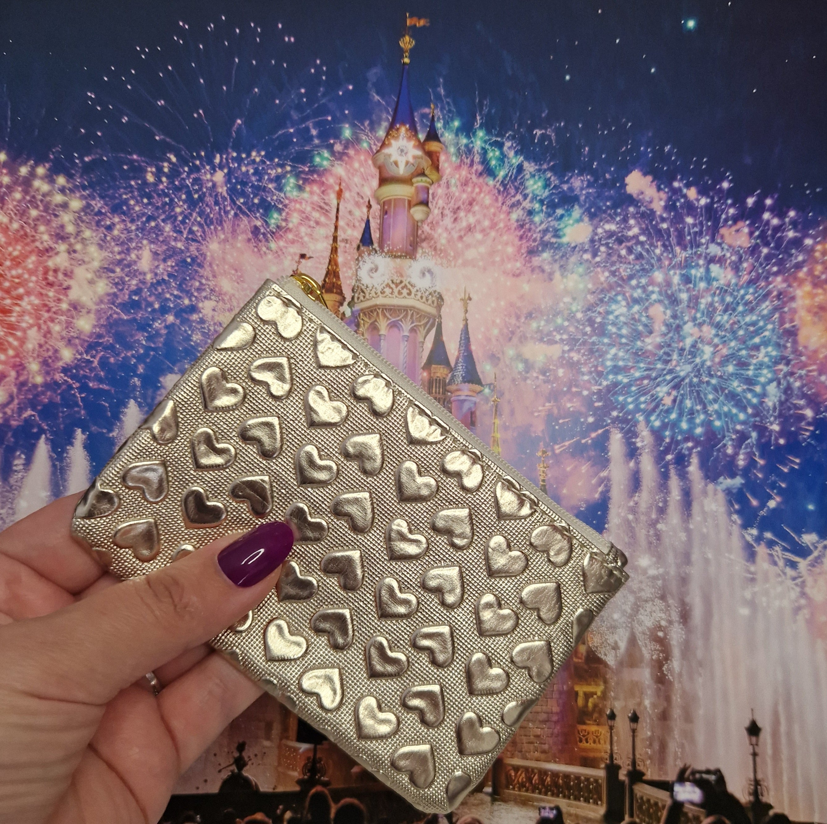 Porte monnaie or à cœur en relief