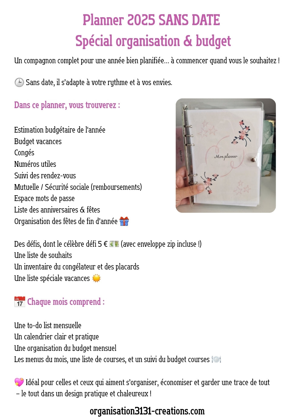Planner budget, d'organisation non daté