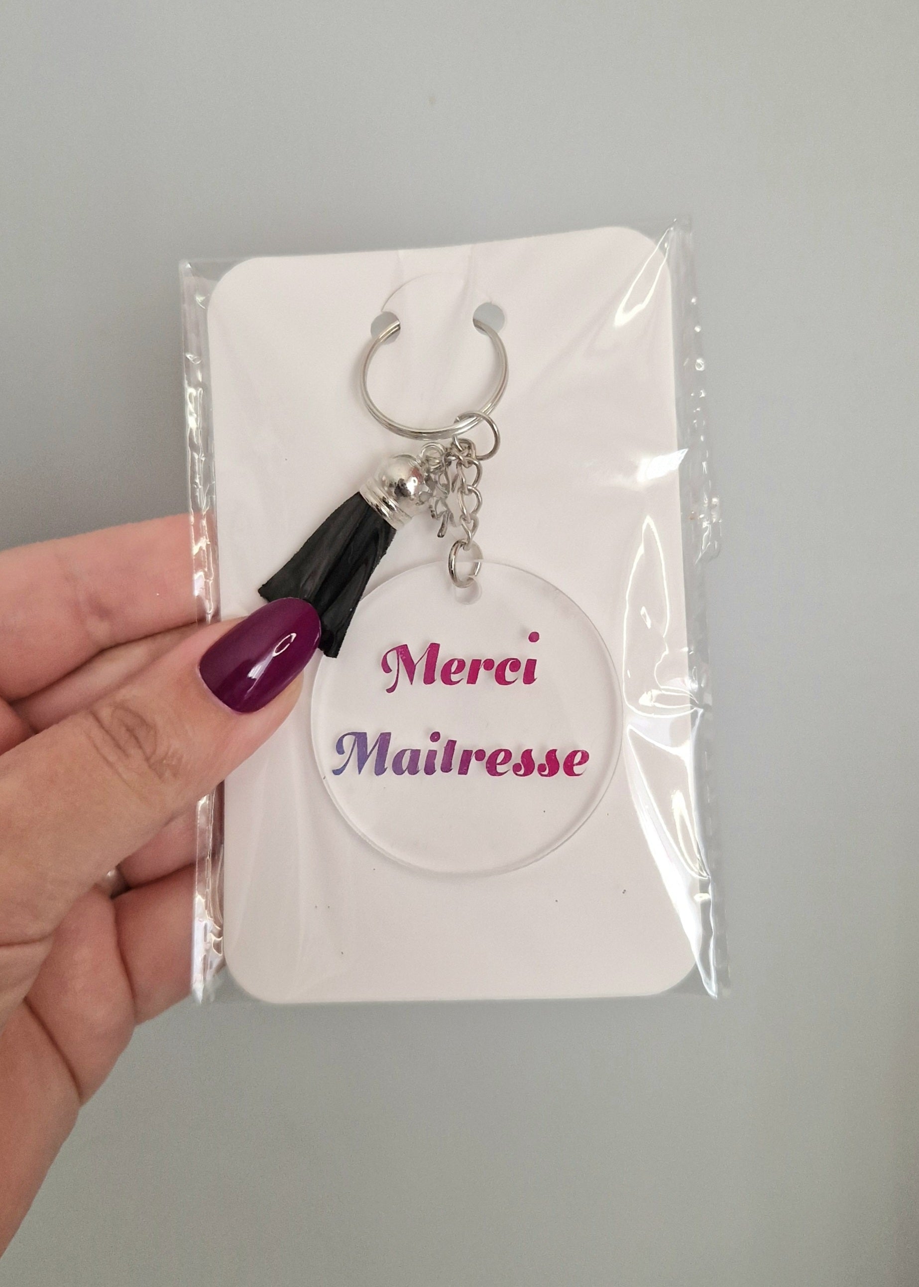 Porte-clés fait main "merci maîtresse"
