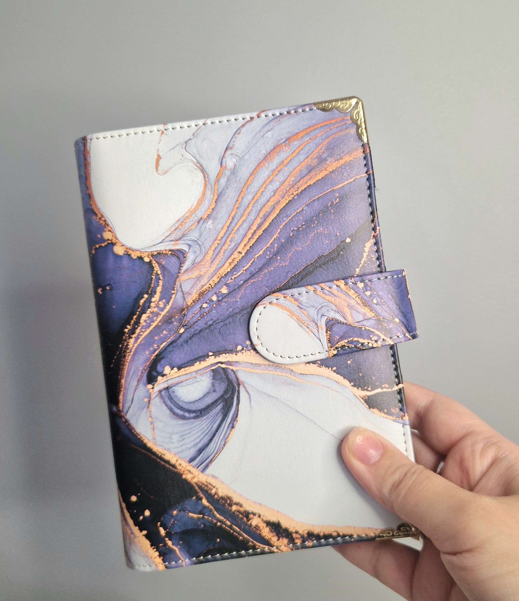 Classeur A6 noir/bleu avec 6 enveloppes zip personnalisées