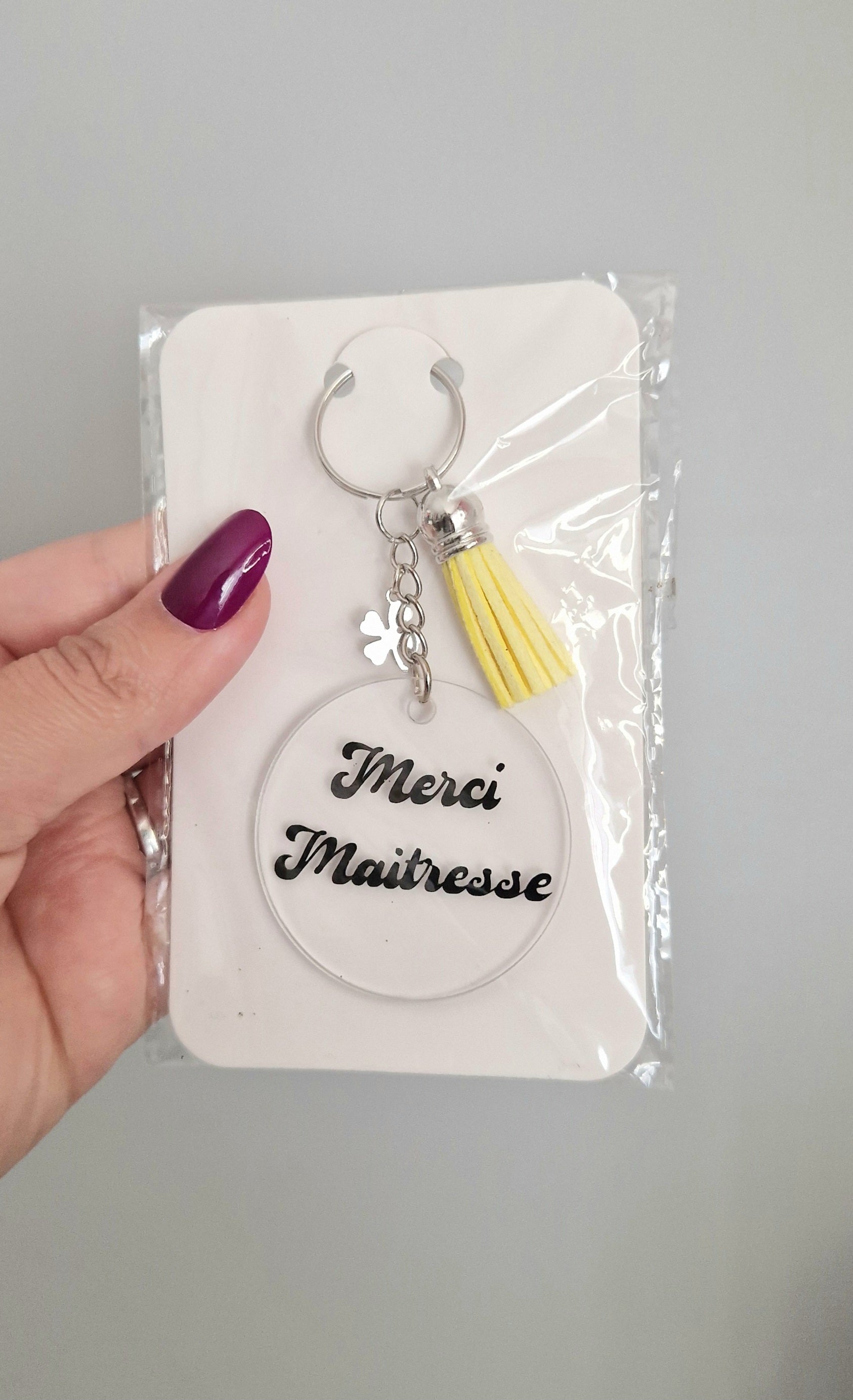 Porte-clés fait main "merci maîtresse"